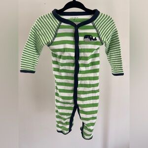Carter’s 6 Month Striped Green & White Infant One-Piece with Whale Patch